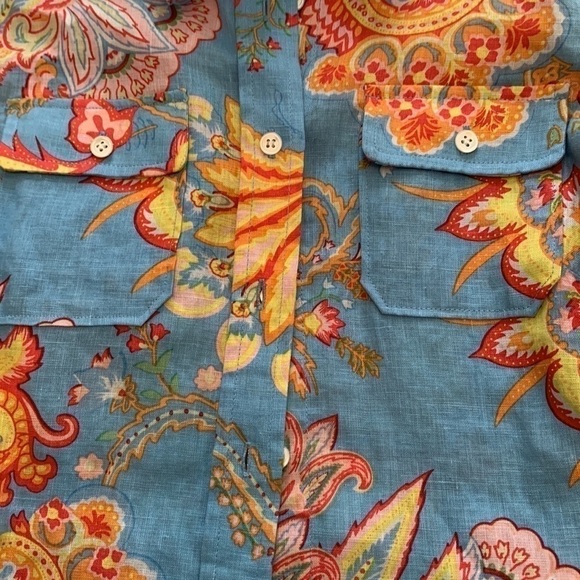 J. McLaughlin 100% linen paisley floral 3/4 length sleeve blouse size 0 - Picture 10 of 10